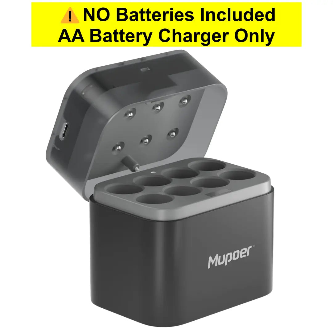 Mupoer Rechargeable AA Lithium Batteries with Charger | 1.5V 3000mWh High Capacity Double A Battery Set