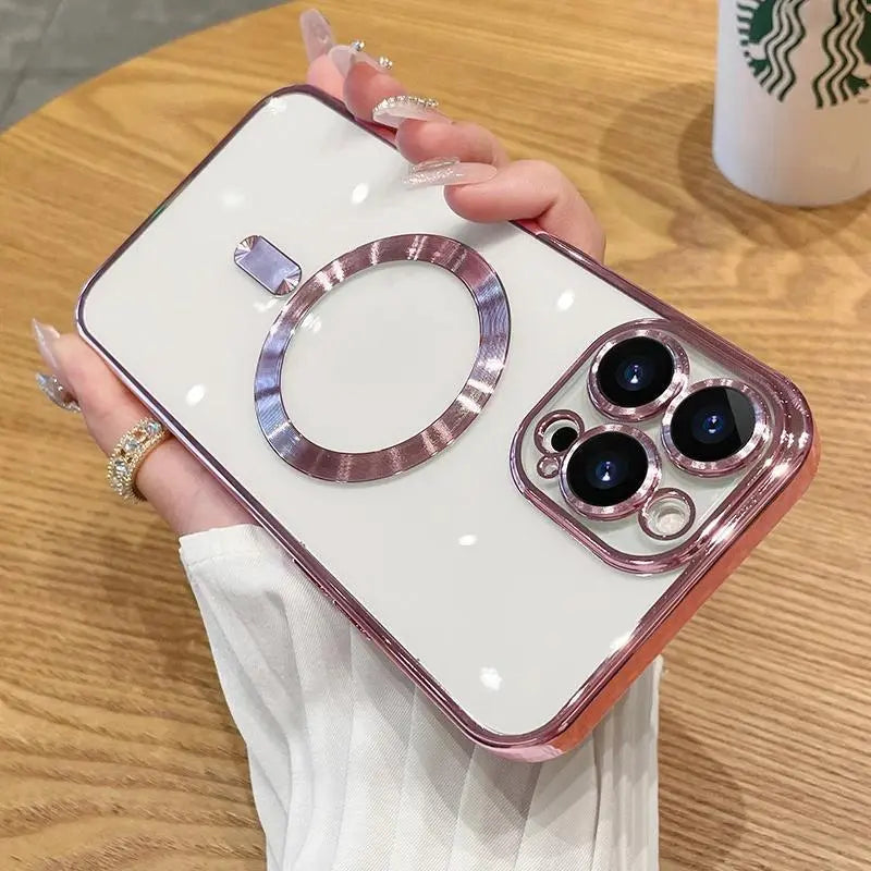 Luxury Clear Plated TPU Case for iPhone | MagSafe Compatible, Shockproof & Full Camera Protection
