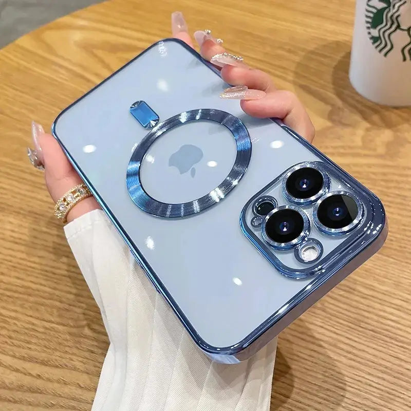 Luxury Clear Plated TPU Case for iPhone | MagSafe Compatible, Shockproof & Full Camera Protection