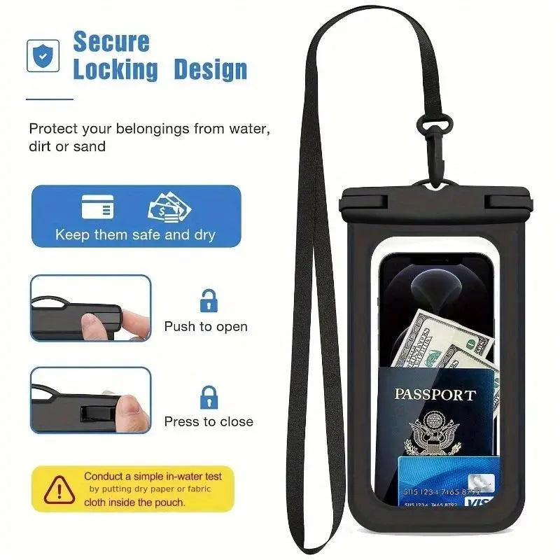 Universal Waterproof Phone Bag & Clear Case | Large Capacity Underwater Pouch with Lanyard