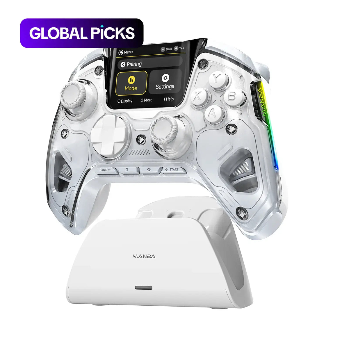FIEHDUW Wireless Gaming Controller | Rechargeable RGB Gamepad with Remappable Buttons for PC, Switch, iOS & Android