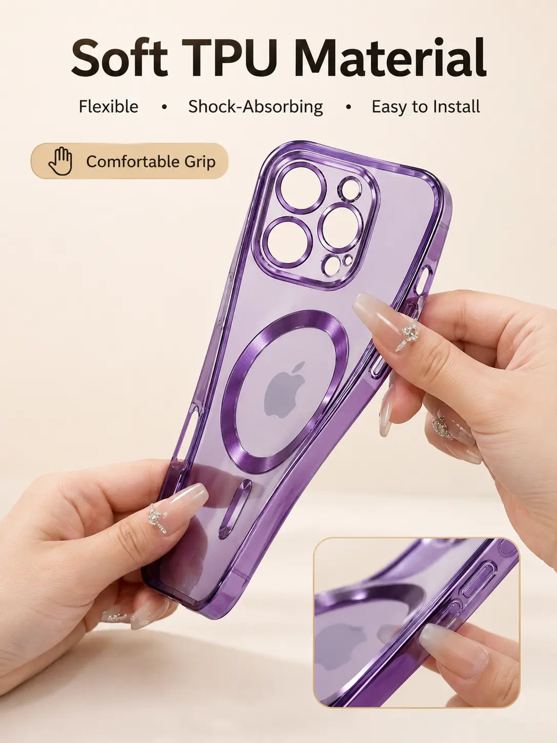 Luxury Clear Plated TPU Case for iPhone | MagSafe Compatible, Shockproof & Full Camera Protection