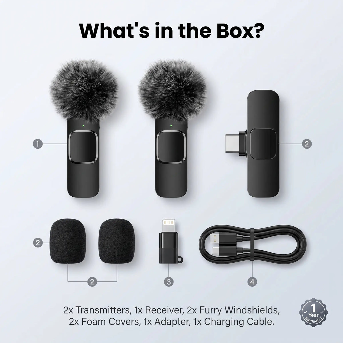 HITOZON Mini Wireless Lavalier Lapel Mic for iPhone & Android | Plug & Play Audio Recording