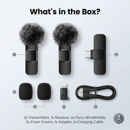 HITOZON Mini Wireless Lavalier Lapel Mic for iPhone & Android | Plug & Play Audio Recording