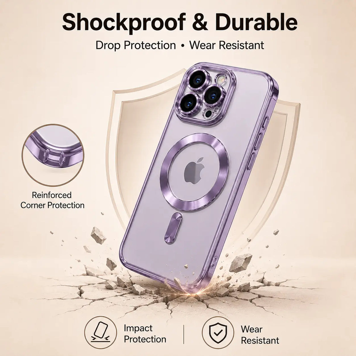 Luxury Clear Plated TPU Case for iPhone | MagSafe Compatible, Shockproof & Full Camera Protection