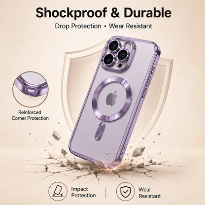 Luxury Clear Plated TPU Case for iPhone | MagSafe Compatible, Shockproof & Full Camera Protection