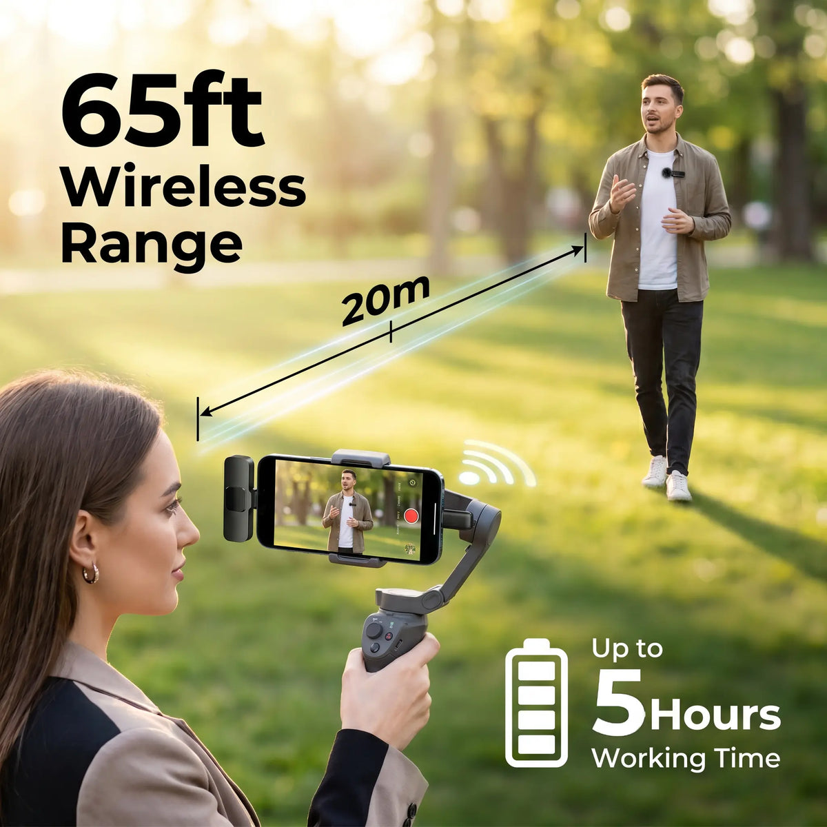 HITOZON Mini Wireless Lavalier Lapel Mic for iPhone & Android | Plug & Play Audio Recording