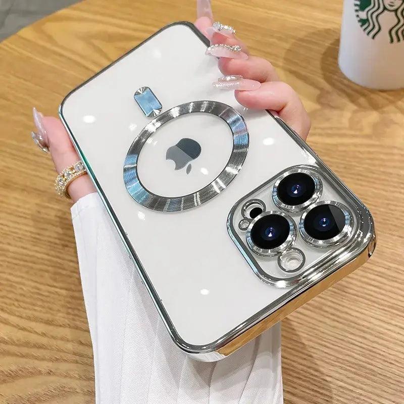 Luxury Clear Plated TPU Case for iPhone | MagSafe Compatible, Shockproof & Full Camera Protection
