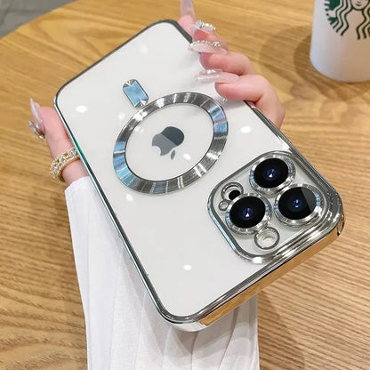 Luxury Clear Plated TPU Case for iPhone | MagSafe Compatible, Shockproof & Full Camera Protection