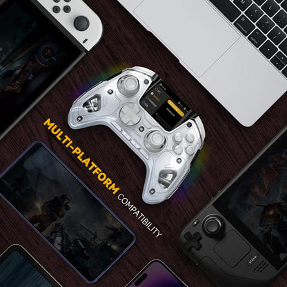 FIEHDUW Wireless Gaming Controller | Rechargeable RGB Gamepad with Remappable Buttons for PC, Switch, iOS & Android