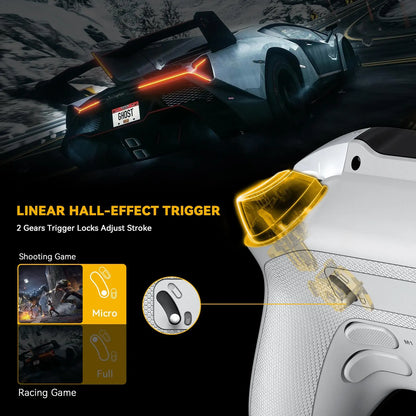 FIEHDUW Wireless Gaming Controller | Rechargeable RGB Gamepad with Remappable Buttons for PC, Switch, iOS & Android