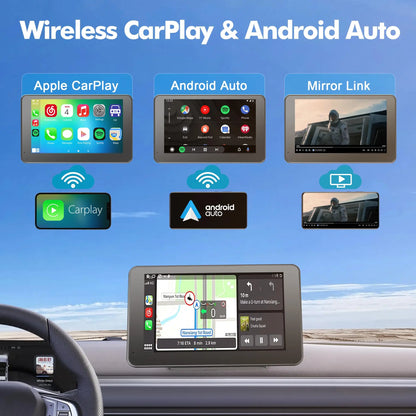 Paslda Portable Wireless Apple CarPlay & Android Auto Screen | Upgraded Plug-and-Play Car Display Adapter