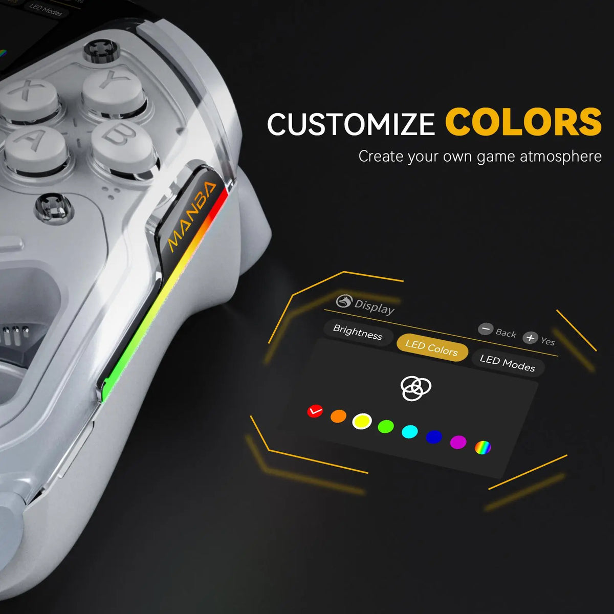 FIEHDUW Wireless Gaming Controller | Rechargeable RGB Gamepad with Remappable Buttons for PC, Switch, iOS & Android