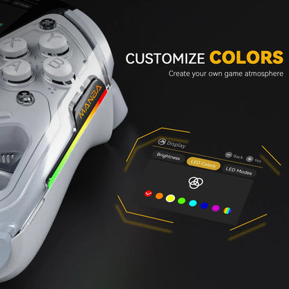 FIEHDUW Wireless Gaming Controller | Rechargeable RGB Gamepad with Remappable Buttons for PC, Switch, iOS & Android