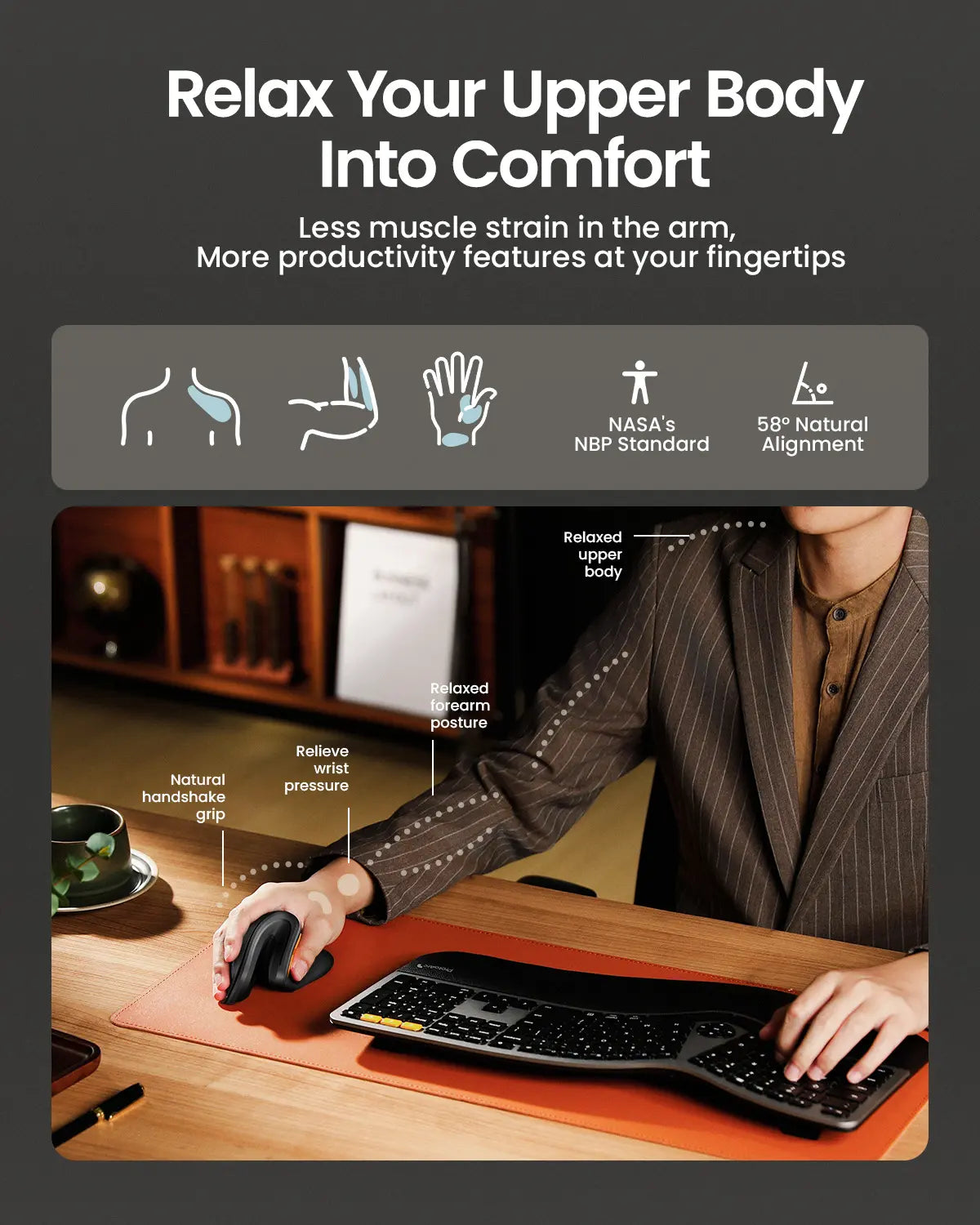 Protoarc EM11 Ergonomic Bluetooth Vertical Mouse | Rechargeable Silent Optical Wireless Mouse