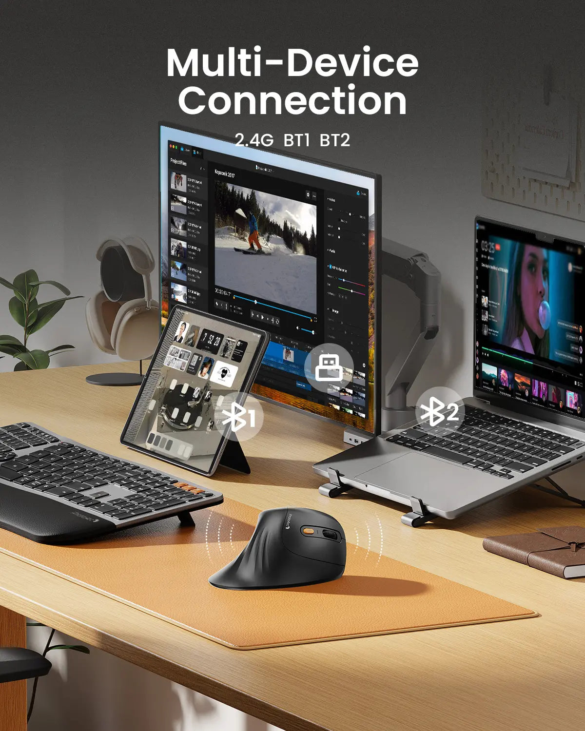 Protoarc EM11 Ergonomic Bluetooth Vertical Mouse | Rechargeable Silent Optical Wireless Mouse