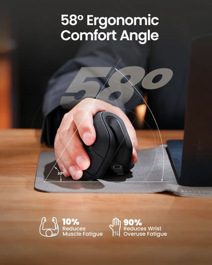 Protoarc EM11 Ergonomic Bluetooth Vertical Mouse | Rechargeable Silent Optical Wireless Mouse