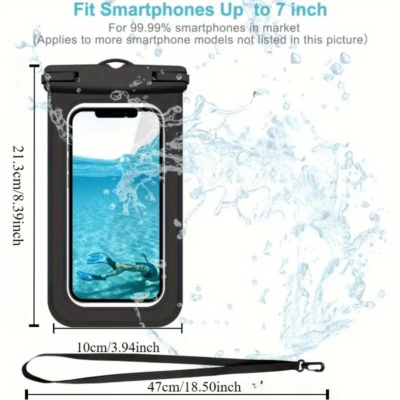 Universal Waterproof Phone Bag & Clear Case | Large Capacity Underwater Pouch with Lanyard