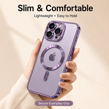 Luxury Clear Plated TPU Case for iPhone | MagSafe Compatible, Shockproof & Full Camera Protection