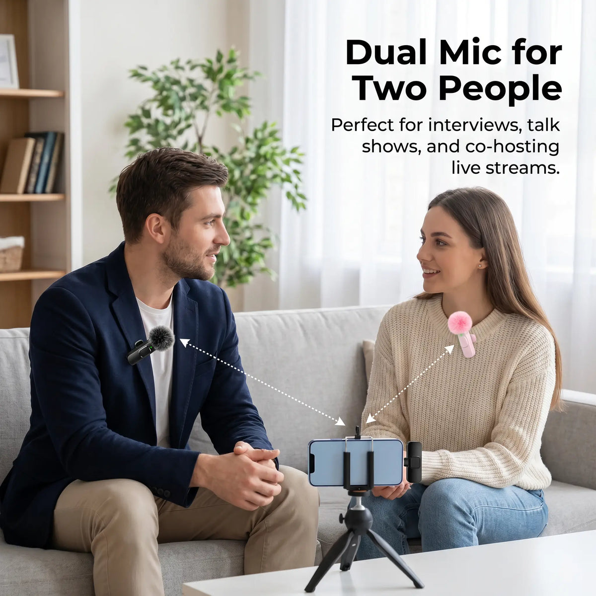 HITOZON Mini Wireless Lavalier Lapel Mic for iPhone & Android | Plug & Play Audio Recording
