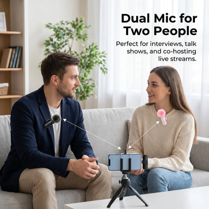 HITOZON Mini Wireless Lavalier Lapel Mic for iPhone & Android | Plug & Play Audio Recording