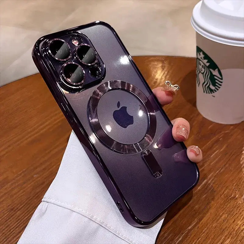 Luxury Clear Plated TPU Case for iPhone | MagSafe Compatible, Shockproof & Full Camera Protection