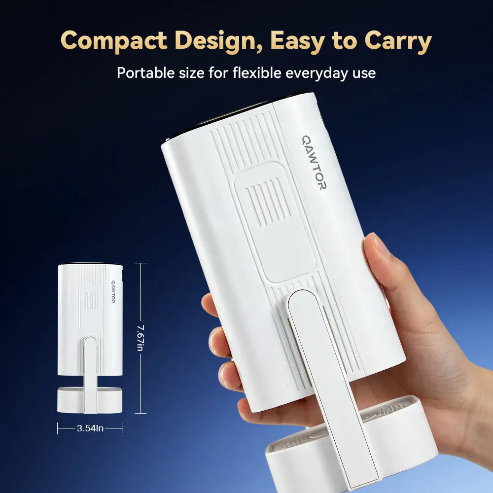 Qawtor Portable Mini Home Theater Projector with 4K Support | WiFi 6, Bluetooth 5.0 & Built-In Speaker