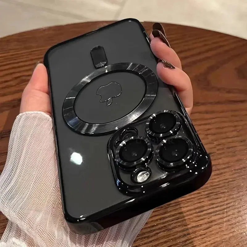 Luxury Clear Plated TPU Case for iPhone | MagSafe Compatible, Shockproof & Full Camera Protection