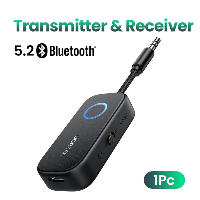 UGREEN 2-in-1 Bluetooth 5.2 Audio Transmitter/Receiver | 3.5mm Wireless Aux Adapter for TV, Car & AirPods