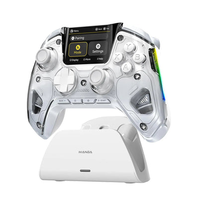 FIEHDUW Wireless Gaming Controller | Rechargeable RGB Gamepad with Remappable Buttons for PC, Switch, iOS & Android