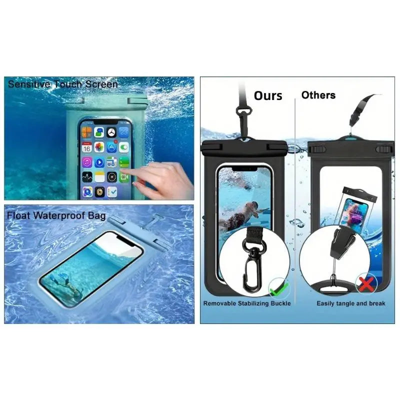 Universal Waterproof Phone Bag & Clear Case | Large Capacity Underwater Pouch with Lanyard