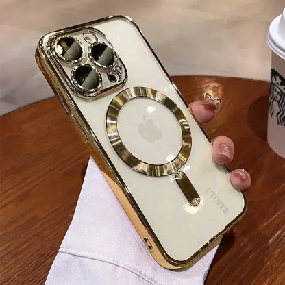Luxury Clear Plated TPU Case for iPhone | MagSafe Compatible, Shockproof & Full Camera Protection
