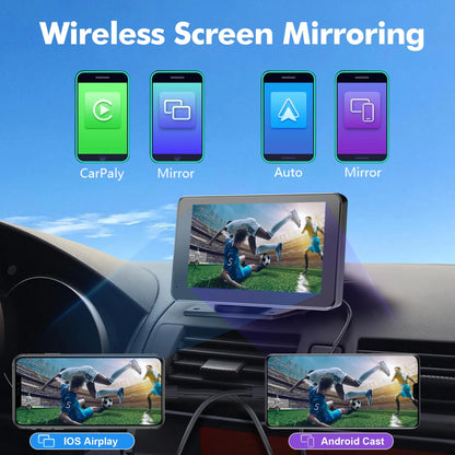 Paslda Portable Wireless Apple CarPlay & Android Auto Screen | Upgraded Plug-and-Play Car Display Adapter