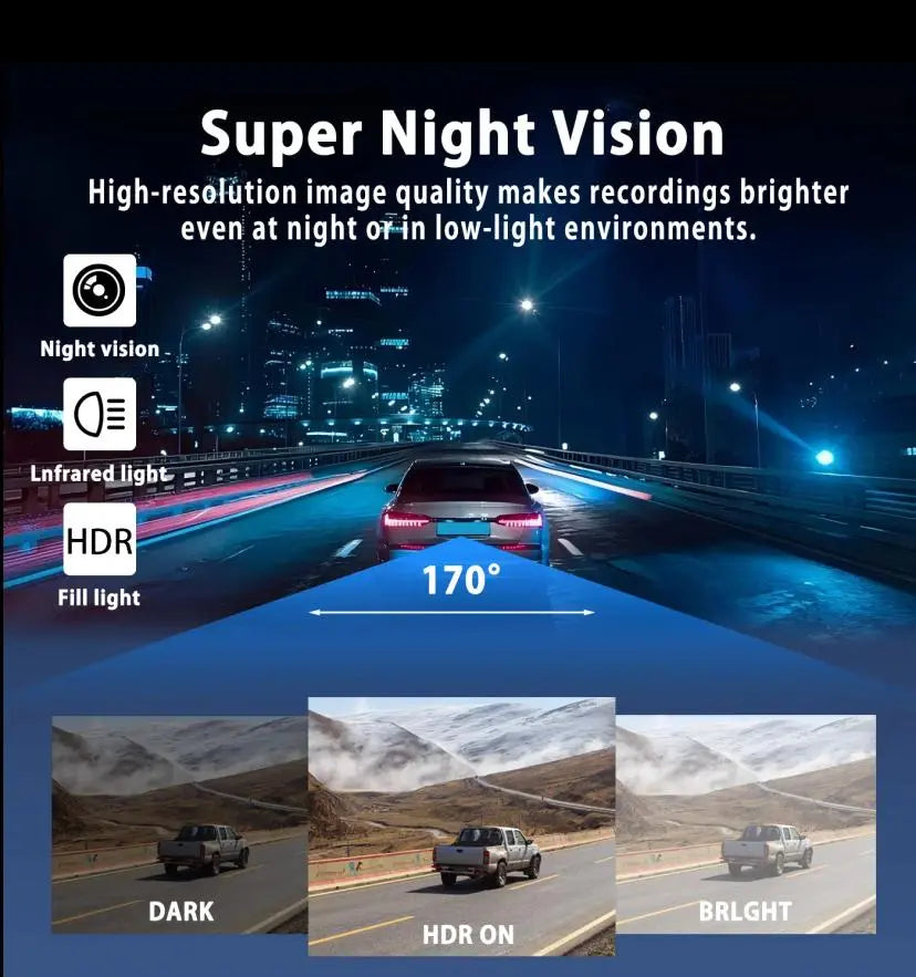 4-Channel Car Dash Cam 1080P HD | 360° Front, Rear & Side Cameras with Night Vision, Parking Mode & 64GB SD Card