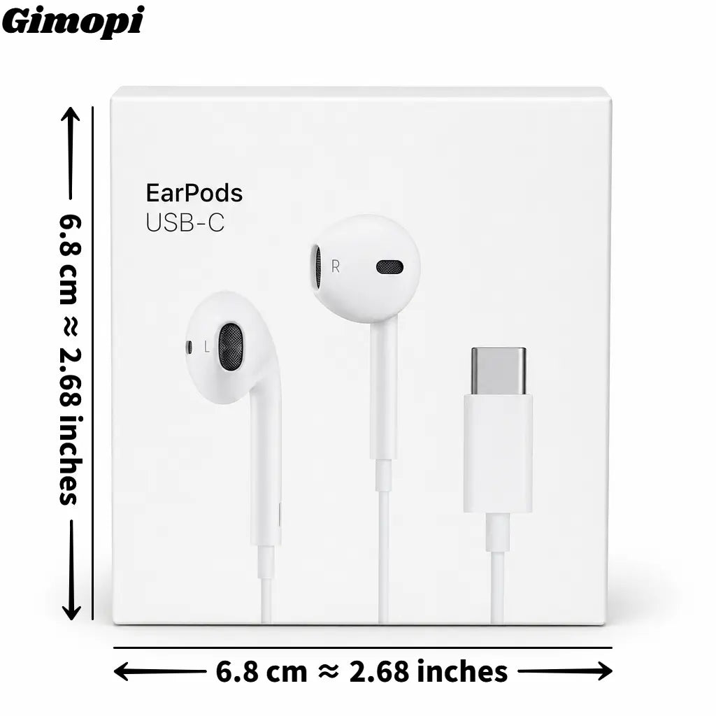 Gimopi USB-C Wired Semi-In-Ear Headphones | HiFi Stereo Earbuds with Built-In Mic
