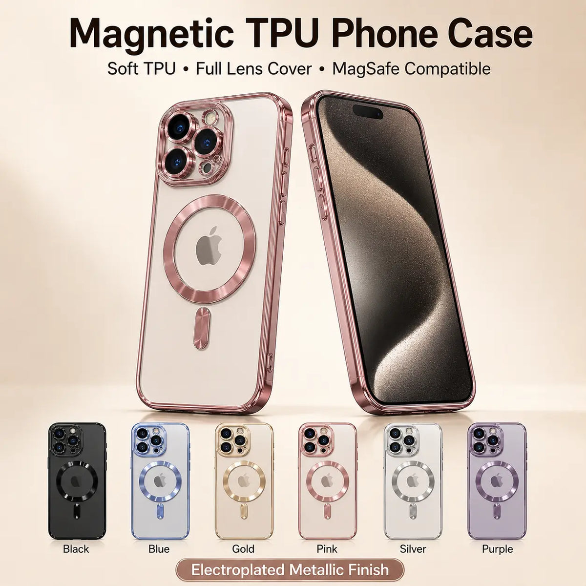 Luxury Clear Plated TPU Case for iPhone | MagSafe Compatible, Shockproof & Full Camera Protection