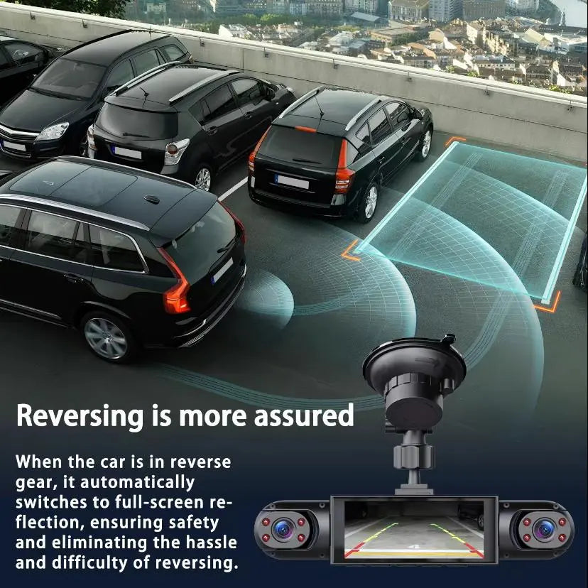 4-Channel Car Dash Cam 1080P HD | 360° Front, Rear & Side Cameras with Night Vision, Parking Mode & 64GB SD Card