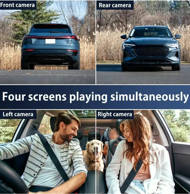 4-Channel Car Dash Cam 1080P HD | 360° Front, Rear & Side Cameras with Night Vision, Parking Mode & 64GB SD Card
