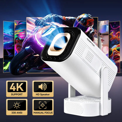 Qawtor Portable Mini Home Theater Projector with 4K Support | WiFi 6, Bluetooth 5.0 & Built-In Speaker