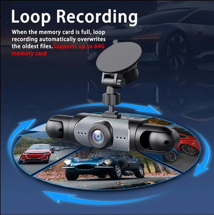 4-Channel Car Dash Cam 1080P HD | 360° Front, Rear & Side Cameras with Night Vision, Parking Mode & 64GB SD Card