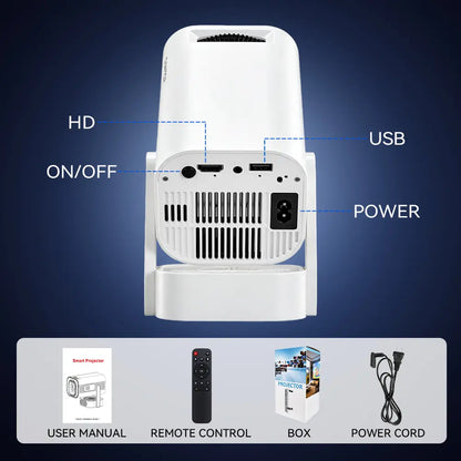 Qawtor Portable Mini Home Theater Projector with 4K Support | WiFi 6, Bluetooth 5.0 & Built-In Speaker